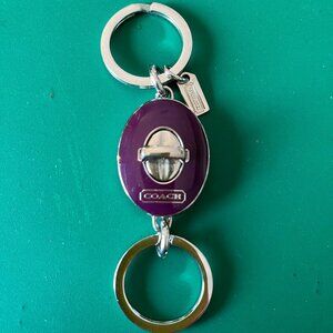 Vintage Coach Dual Key Ring - Purple & Silver